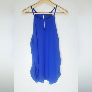 💚5/$25 Toto Collection Royal Blue Sleeveless Keyhols Blouse Top Size XL